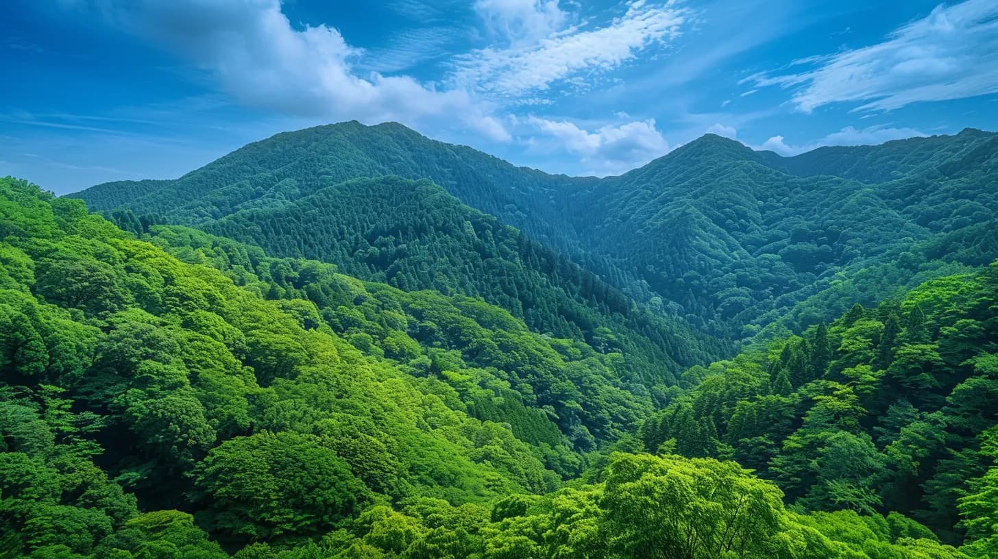 豊かな山林の風景写真（ヤマサポ東海ヒーロー背景）